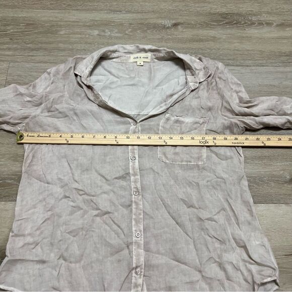 Cloth & Stone Anthropologie Button-Up Light Rayon Pink Grayish Down Shirt Size M - Picture 5 of 6